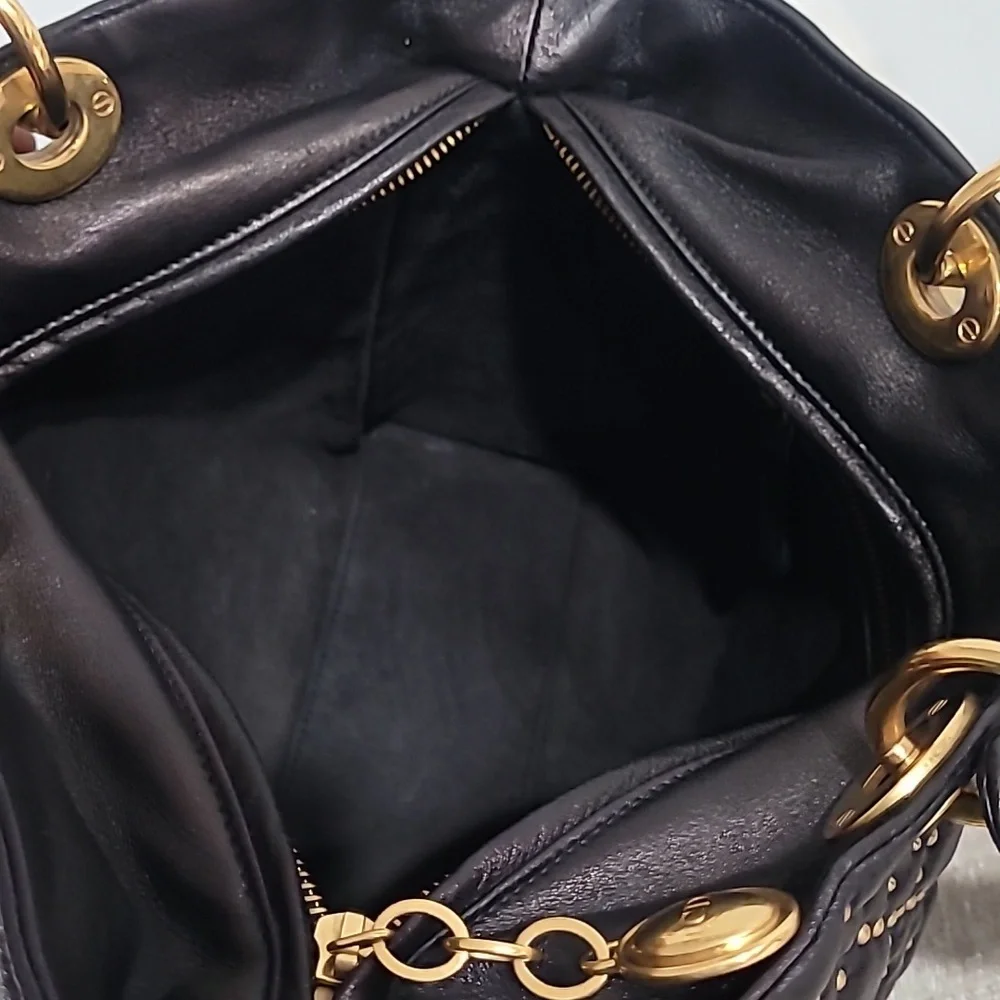 Christain Dior Lady Dior Black Studded Tote Handbag - Picture 15 of 16